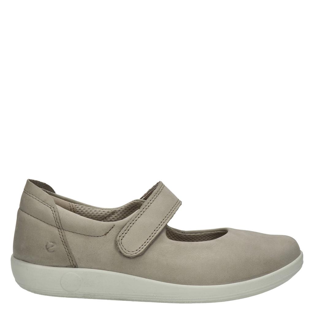 Taupe dames Ecco Soft 2.0 nubuck klittenbandschoenen