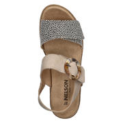 thumbnail: Nelson Flex suède sandalen met sleehak taupe