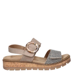 Flex suède sandalen met sleehak taupe