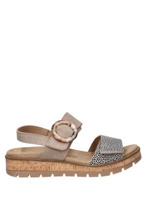 Flex suède sandalen met sleehak taupe