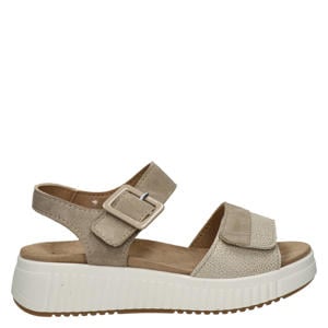 Flex suède sandalen met sleehak taupe