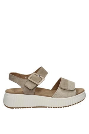 Flex suède sandalen met sleehak taupe
