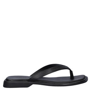 Izzy leren teenslippers zwart