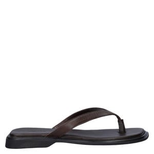 Izzy leren teenslippers bruin