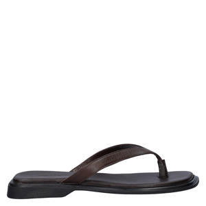 Izzy leren teenslippers bruin