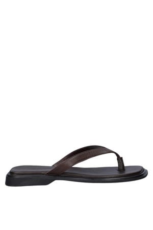Izzy leren teenslippers bruin