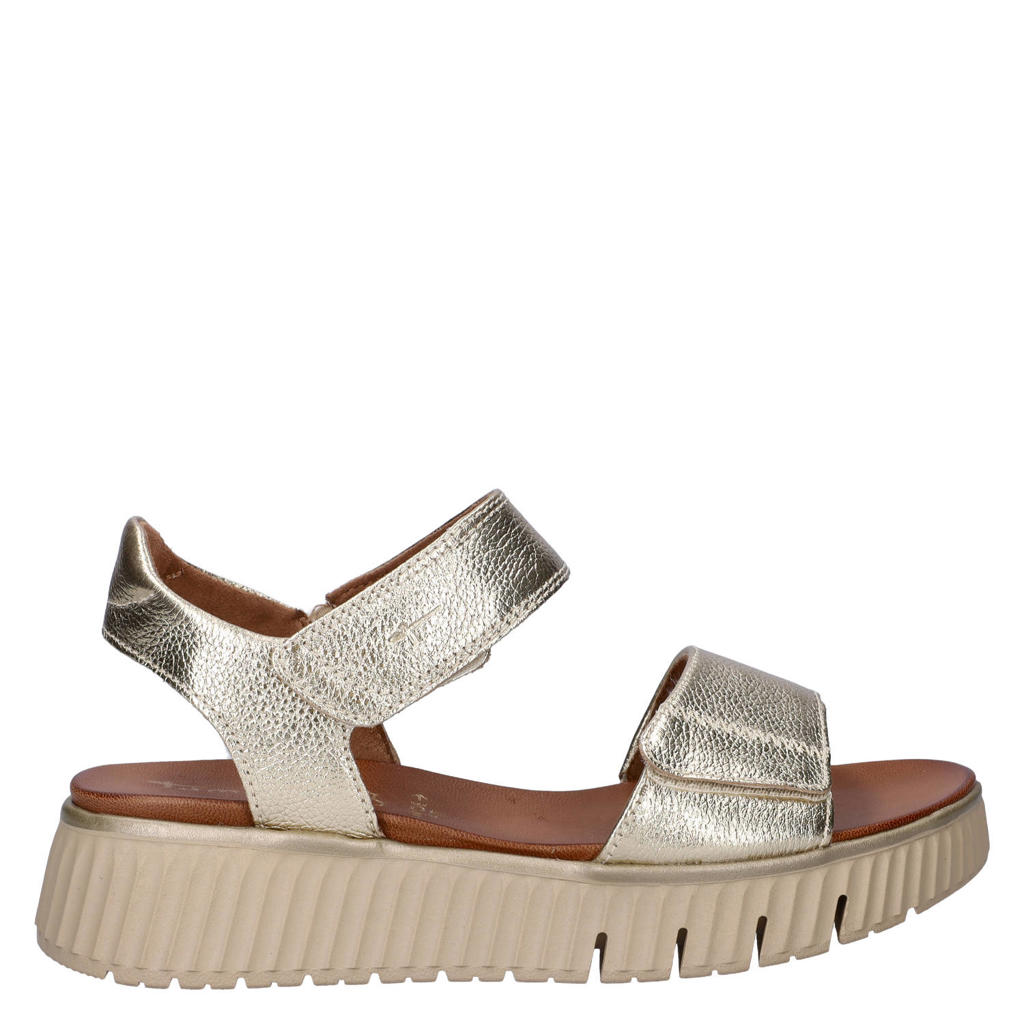 Gouden dames Tamaris Comfort leren sandalen met klittenband