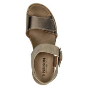 thumbnail: Nelson Flex suède sandalen met sleehak beige