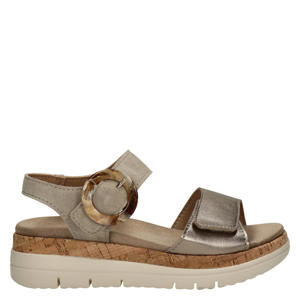 Flex suède sandalen met sleehak beige