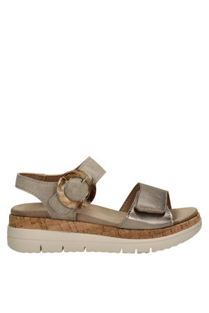 Flex suède sandalen met sleehak beige