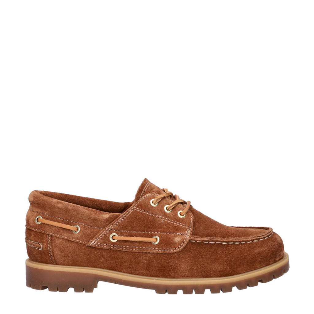 Cognackleurige dames Vagabond Joslyn suède bootschoenen met veters