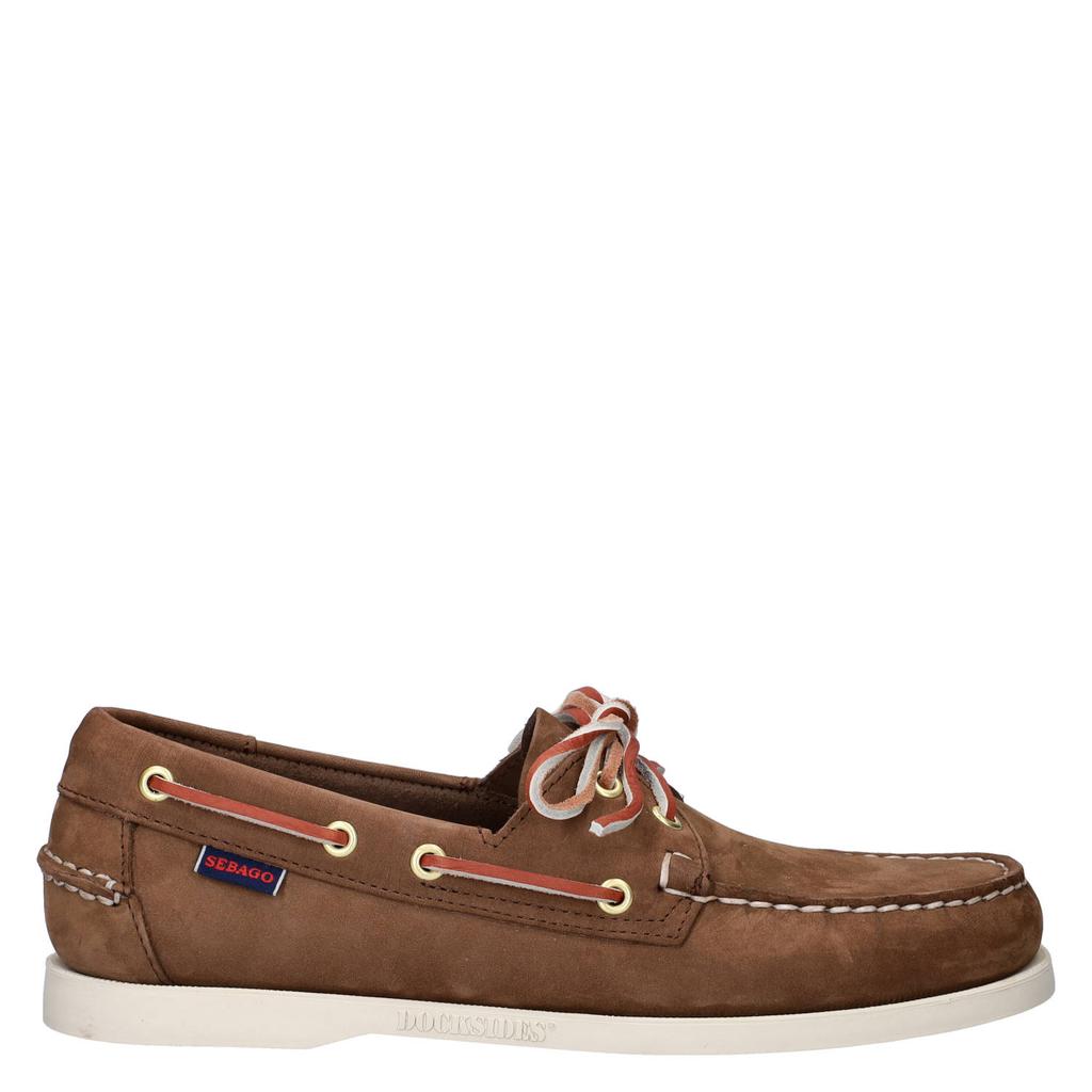 Bruine heren Sebago Dockside Nubuck leren bootschoenen met veters