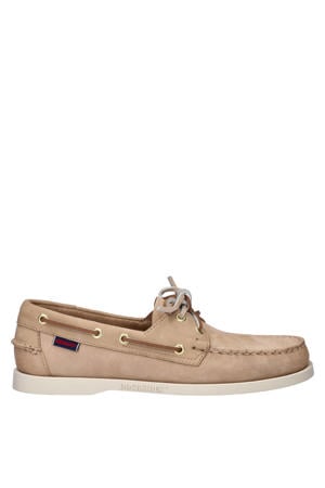 leren bootschoenen taupe