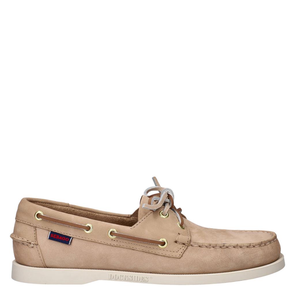 Taupe heren Sebago leren bootschoenen van nubuck met veters