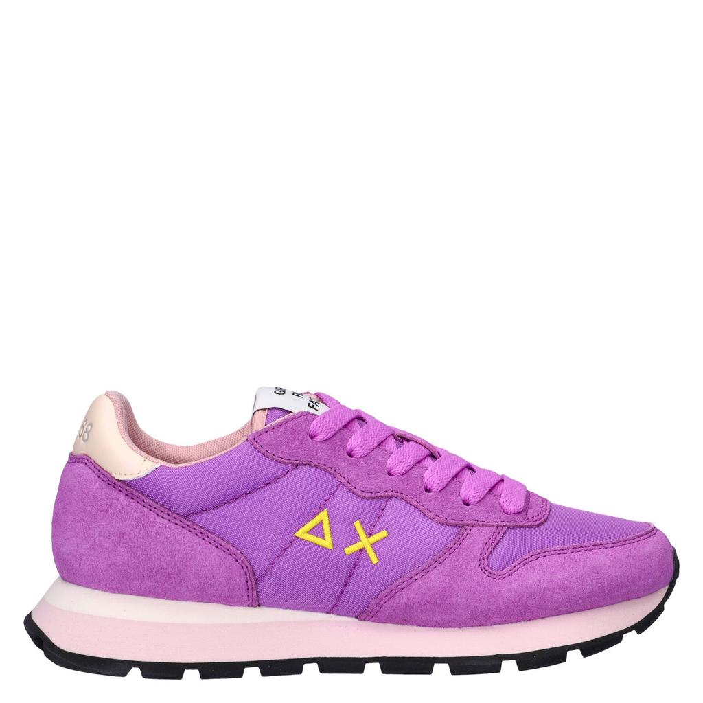 Paarse dames SUN68 Ally Solid sneakers van textiel en suède met veters