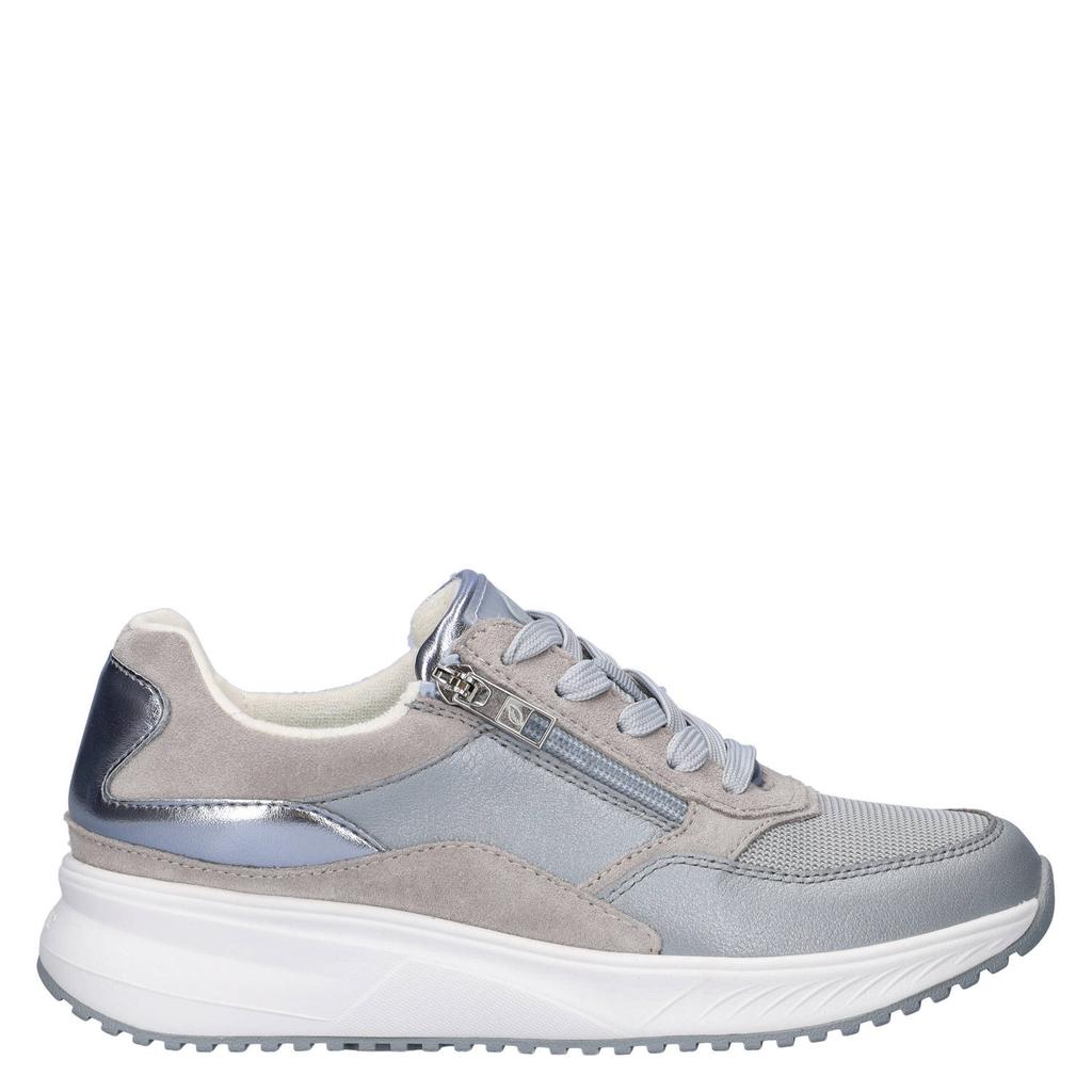 Lichtblauwe dames Waldlaufer Mara leren sneakers met rits- en vetersluiting