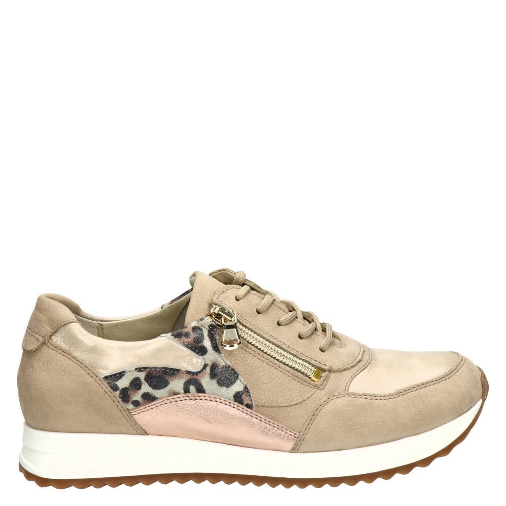 Beige en roze dames Waldlaufer nubuck sneakers met veters