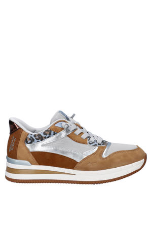 Comfort imitatieleren leren sneakers cognac