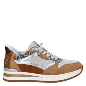 Comfort imitatieleren leren sneakers cognac