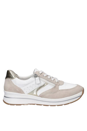 Flex leren sneakers beige/wit