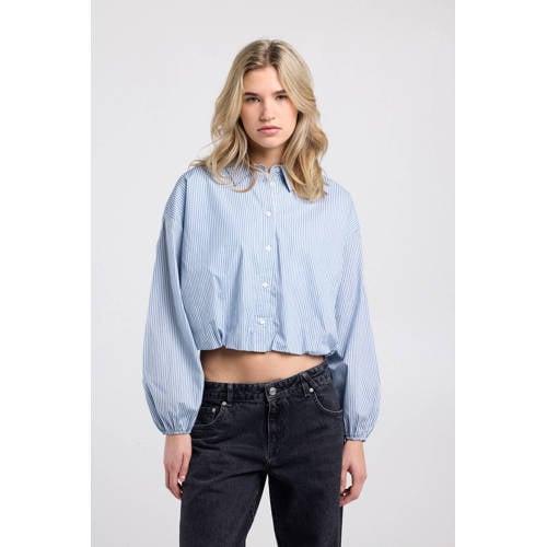 America Today gestreepte blouse lichtblauw afbeelding