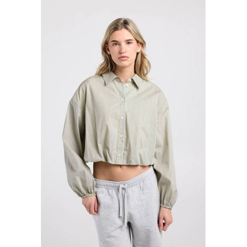 America Today gestreepte blouse lichtgeel afbeelding