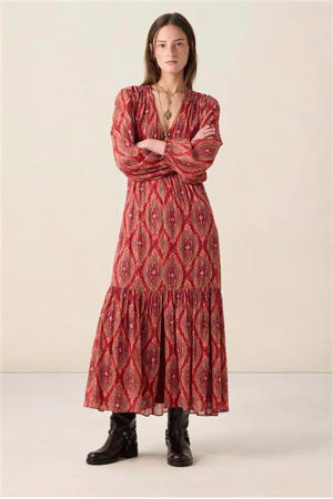midi jurk met all over print rood