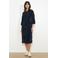 LOLALIZA velours midi-jurk marineblauw