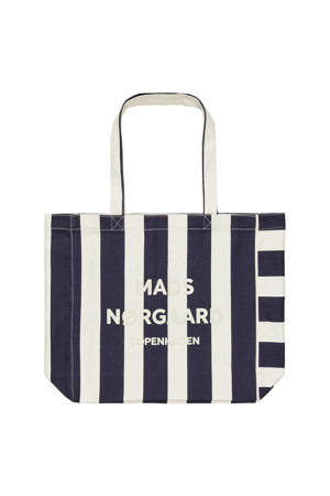 gestreepte shopper Boutiqno Athene donkerblauw/ecru