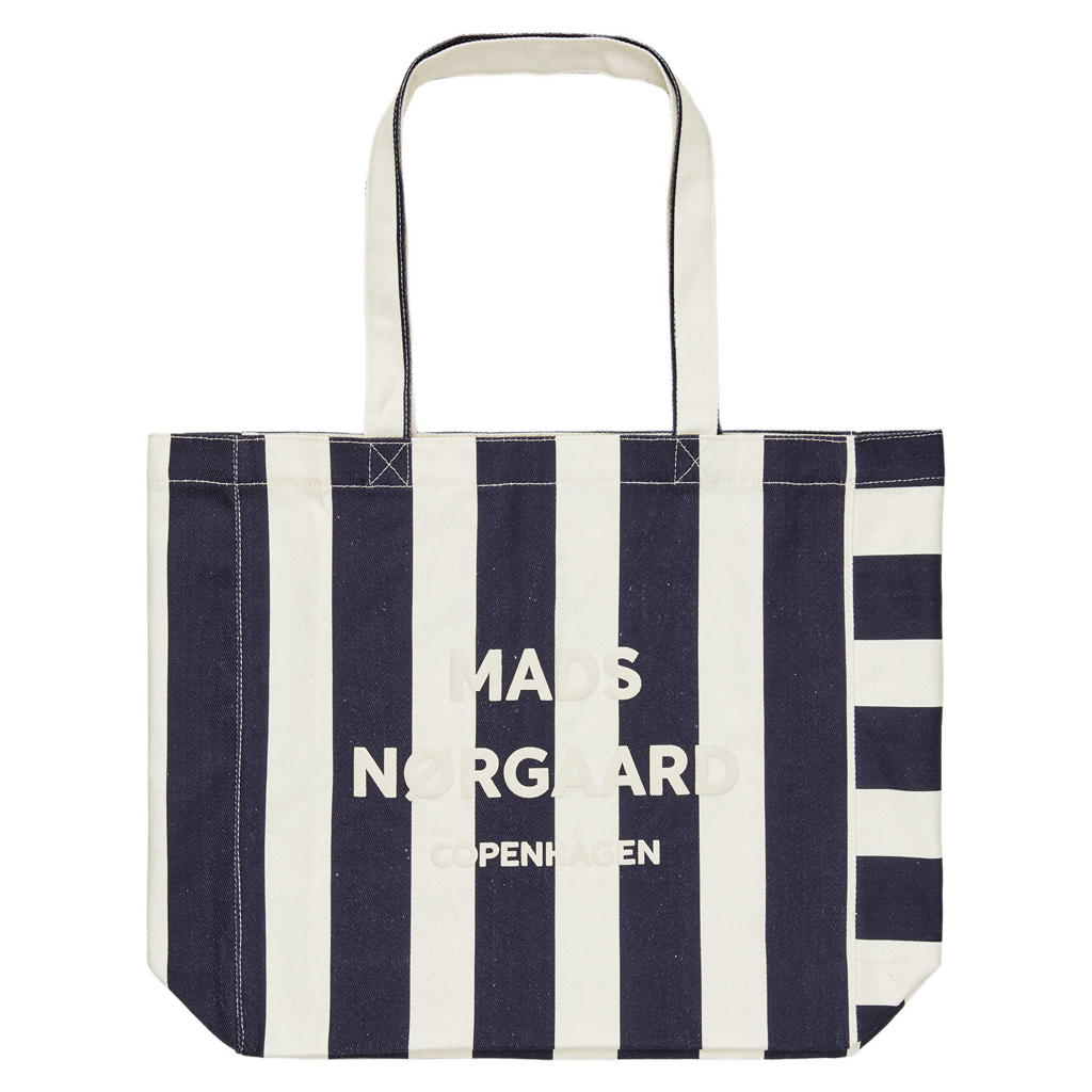 MADS NØRGAARD - COPENHAGEN gestreepte shopper Boutiqno Athene donkerblauw/ecru