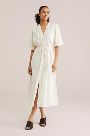 midi jurk broderie ecru
