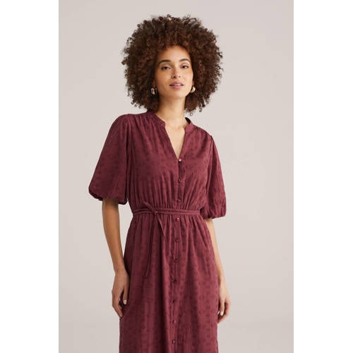 WE Fashion midi jurk donkerrood afbeelding