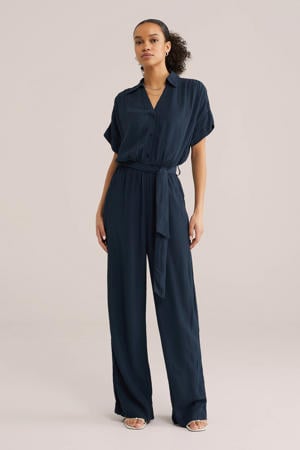 Straight jumpsuit marineblauw