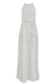 thumbnail: Ecru en zwarte dames WE Fashion maxi jurk van viscose met stippenprint en ronde hals