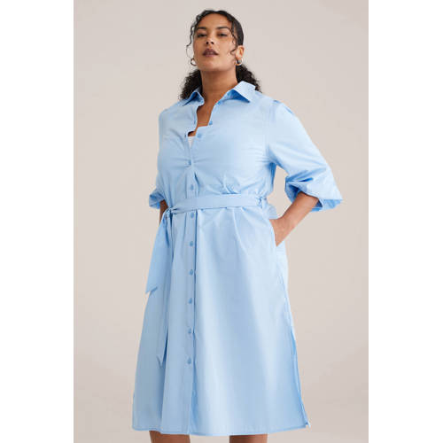 WE Fashion midi jurk lichtblauw afbeelding