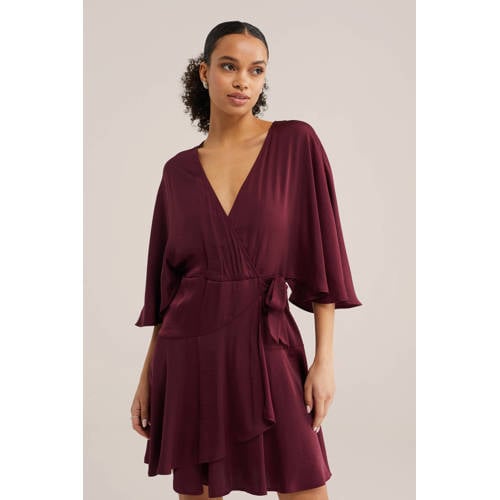 WE Fashion korte jurk donkerrood afbeelding