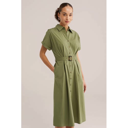 WE Fashion blousejurk met ceintuur groen afbeelding