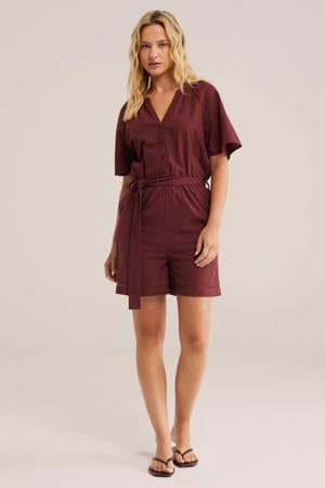 straight playsuit donkerrood