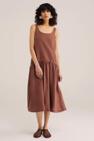 midi jurk roodbruin