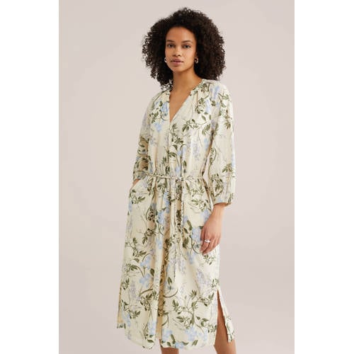 WE Fashion gebloemde blousejurk ecru afbeelding