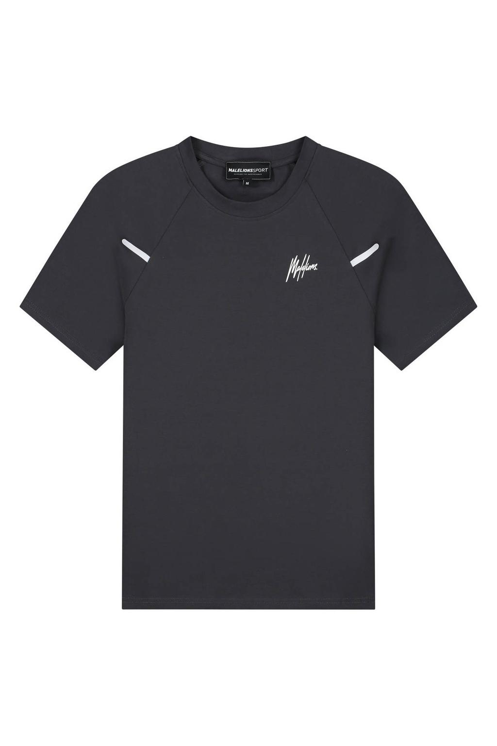 Grijze heren Malelions T-shirt van katoen met logo dessin, korte mouwen en ronde hals