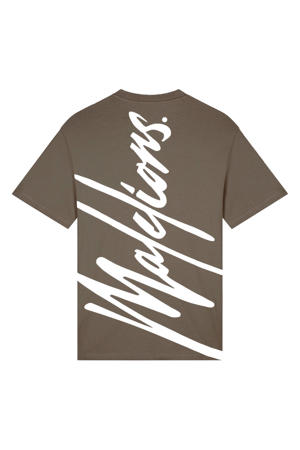 regular T-shirt met backprint khaki