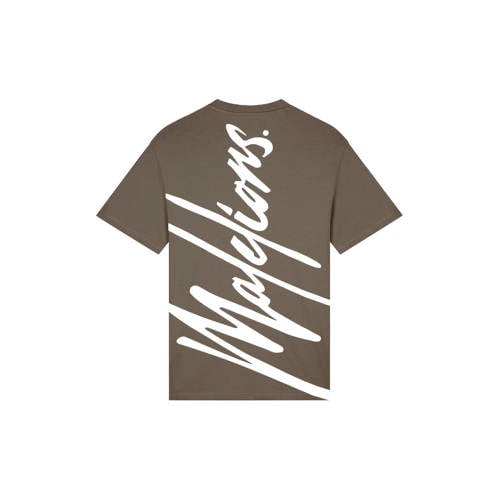 Malelions regular T-shirt met backprint khaki afbeelding