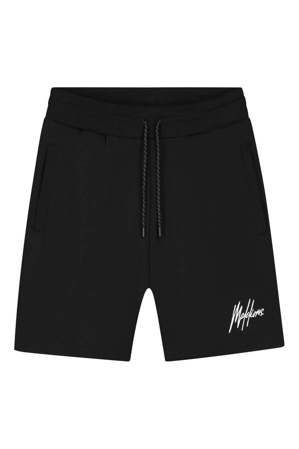 Zwarte heren Malelions sweatshort van katoen met regular fit, elastische tailleband met koord en logo dessin