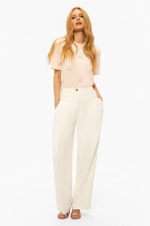 wide leg high waist pantalon ecru