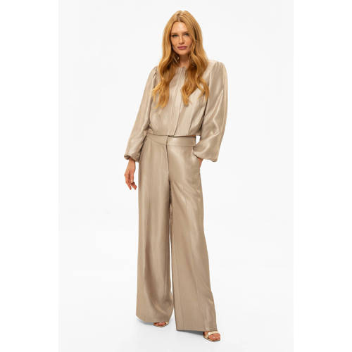 Fifth House wide leg regular waist broek taupe afbeelding
