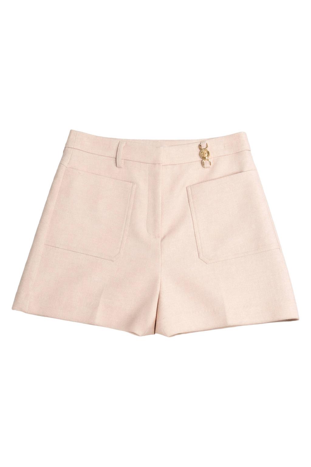 Lichtroze dames Fifth House straight regular waist chino short van polyester met rits- en haaksluiting en effen