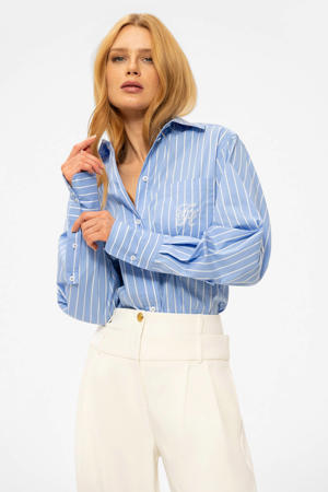 blouse met krijtstreep lichtblauw