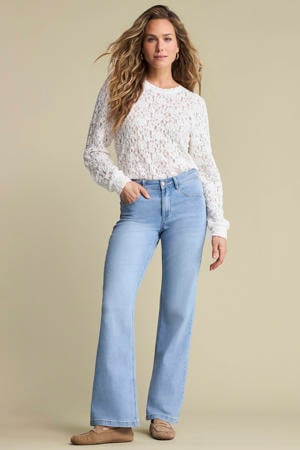 high waist wide leg jeans light blue denim