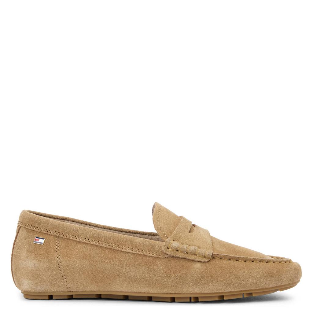 Camelkleurige dames Tommy Hilfiger suède mocassins